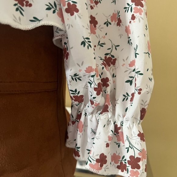 SHEIN White Cream Smocked Peplum Blouse - Picture 5 of 8